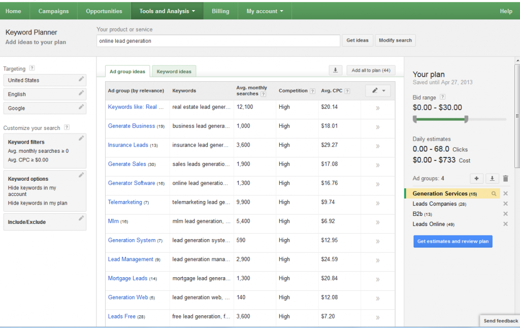 Google Analytics' Keyword Planner Now Live, Replaces Keyword Tool