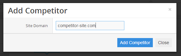 The pop-up window where you can add your competitors' domains one at a time The pop-up window where you can add your competitors' domains one at a time
