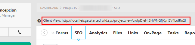 The link to the client view tool The link to the client view tool