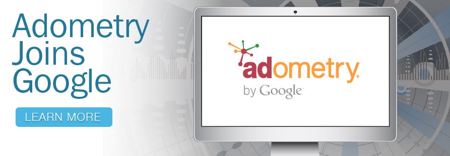 Adometry's current website homepage banner, which announces the acquisition by Google