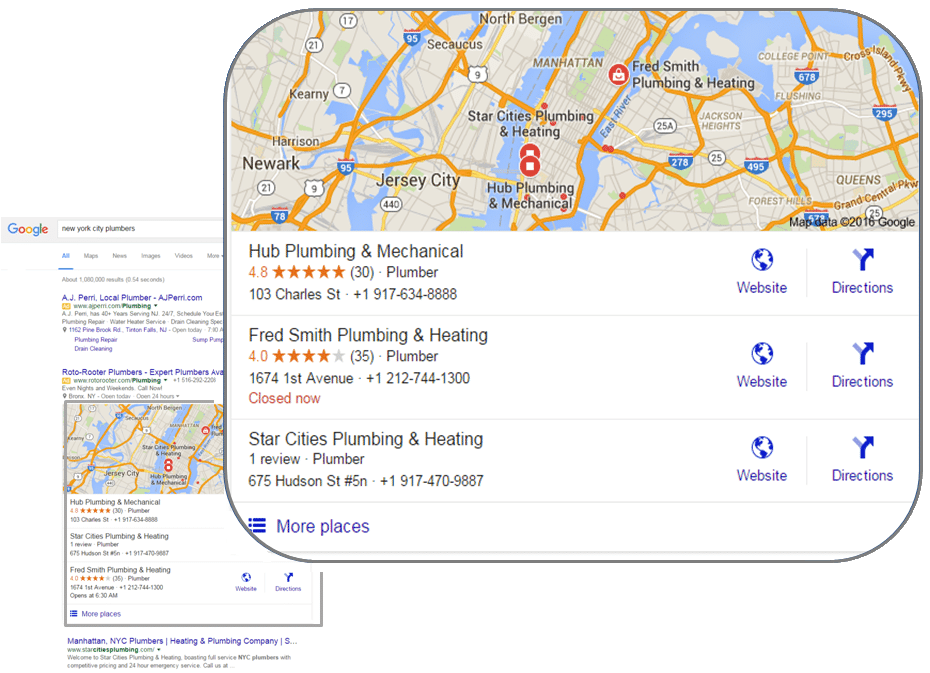 Google 3-Pack Local Searches Example