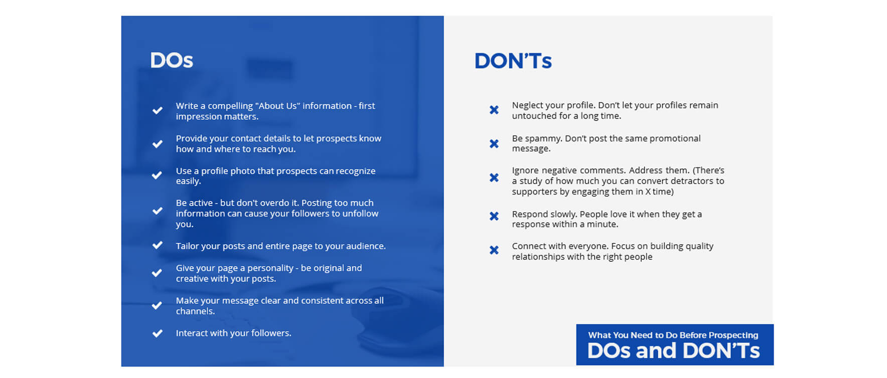 Prospecting - Social Media Dos and Donts