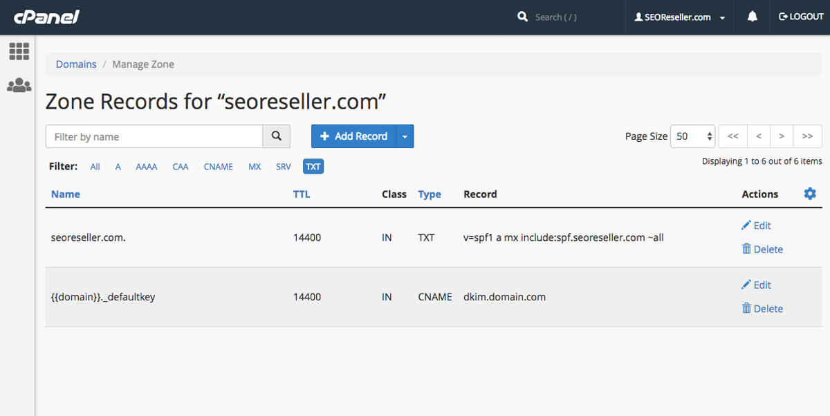 Add your DKIM and SPF records