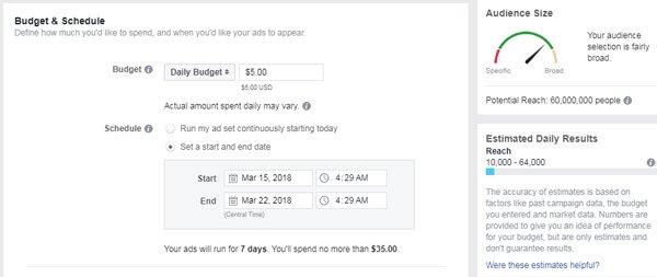 Facebook Ad Budget - Target Audience