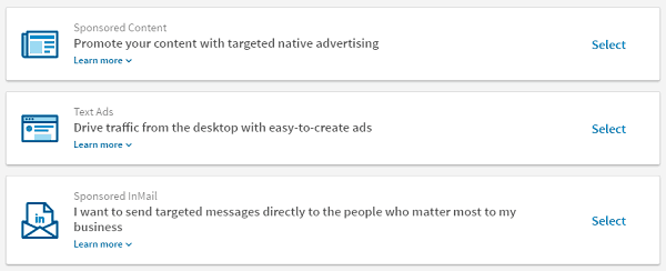 LinkedIn Ad Options - Marketing for New Agencies