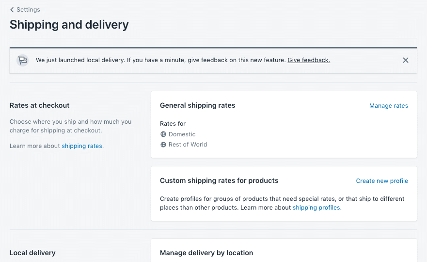 shopify shipping and delivery